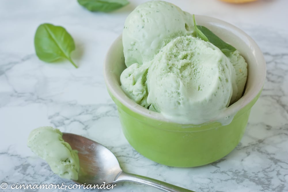 Creamy Basil Ice Cream just like in Italy Cinnamon Coriander