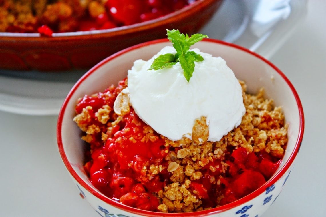 Peanut Butter & Red Currant Crumble