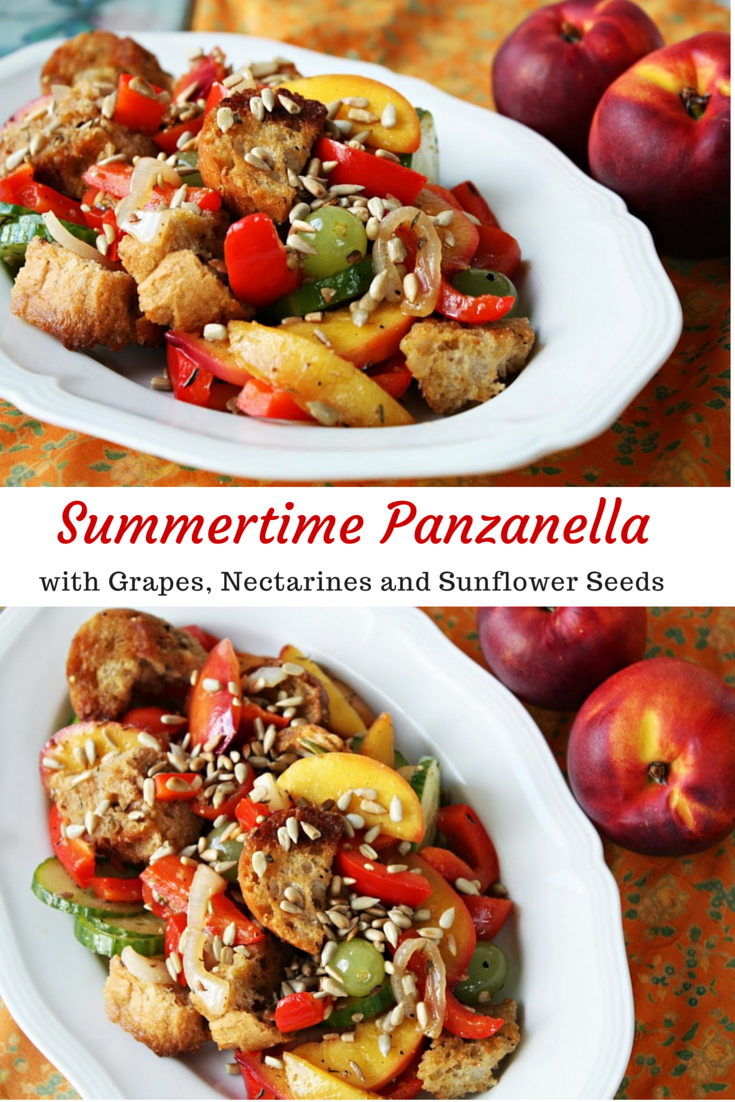 Summery Panzanella with Grapes, Nectarines and roasted Sunflower Seeds