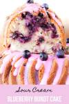 a slice of nanny's blueberry bundt cake with sour cream