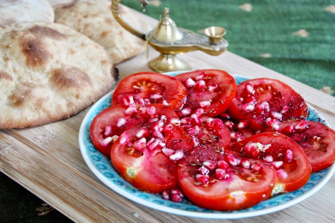 Middle Eastern Tomato Salad with Pomegranate Dressing