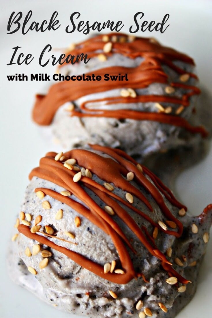 black sesame seed ice cream with milk chocolate swirl