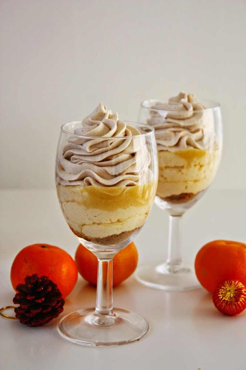 Eggnog Mousse with Tangerine Curd and Biscoff Whipped Cream