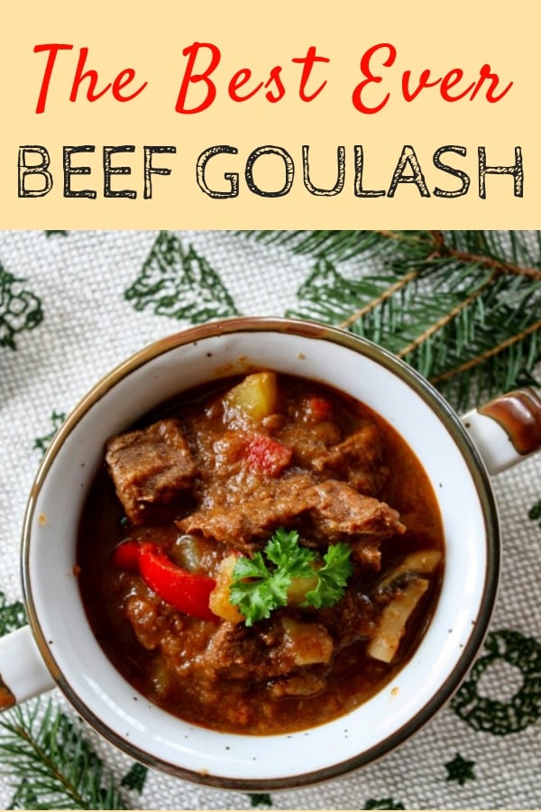 Viennese Beef Goulash | This traditional Asutrian Hungarian recipe for Beef Goulash is a real family favorite and hands down the best goulash recipe out there. A hearty, warming beef stew with lots of onions and a thick savory sauce flavored with paprika, caraway seeds and marjoram. #goulash, #Austrian, #comfortfood, #realfood, #beef, #stew
