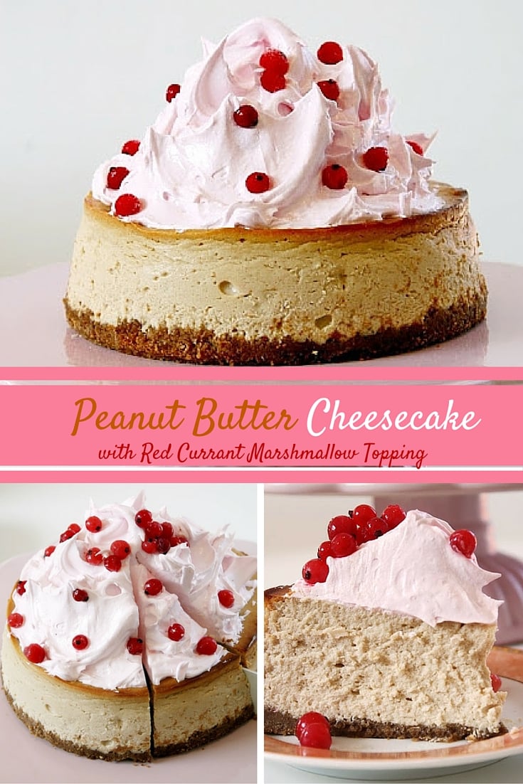 Peanut Butter Cheesecake with Red Currant Marshmallow Topping