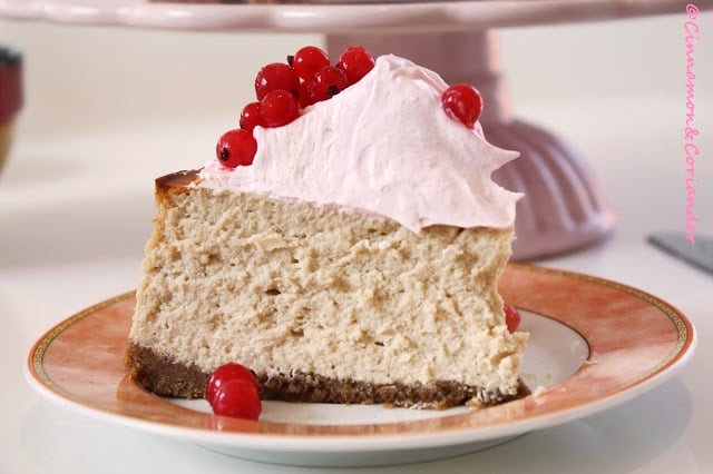 Peanut Butter Cheesecake with Red Currant Marshmallow Frosting