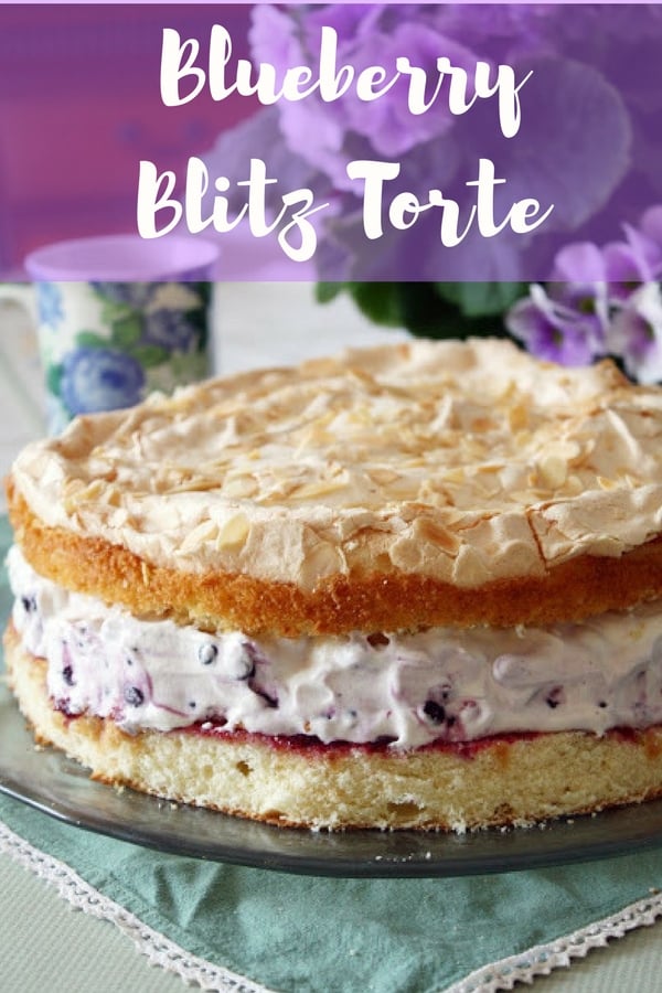 Blueberry Blitz Torte - German Almond Meringue Cake with Blueberry Filling