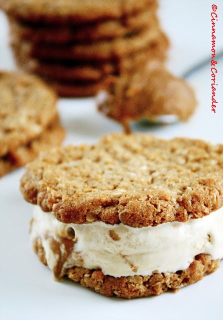 a Lotus Biscoff Oatmeal Cookie Ice Cream Sandwich