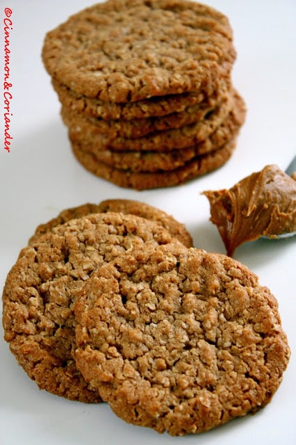 Biscoff Oatmeal Cookies on a white table.