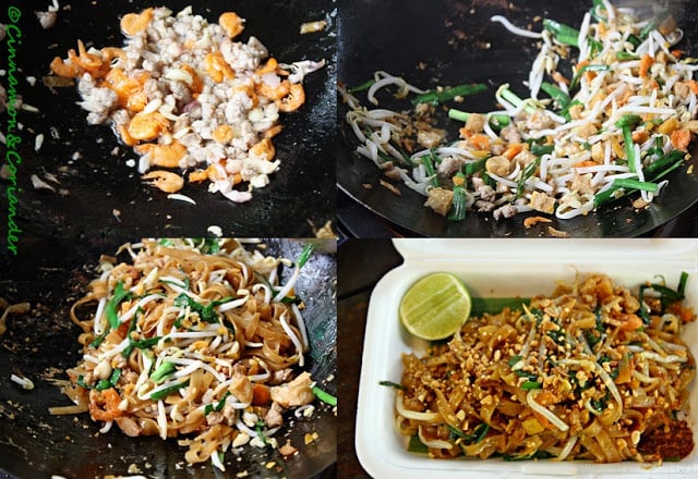 Authentic Pad Thai step by step pictures in a collage