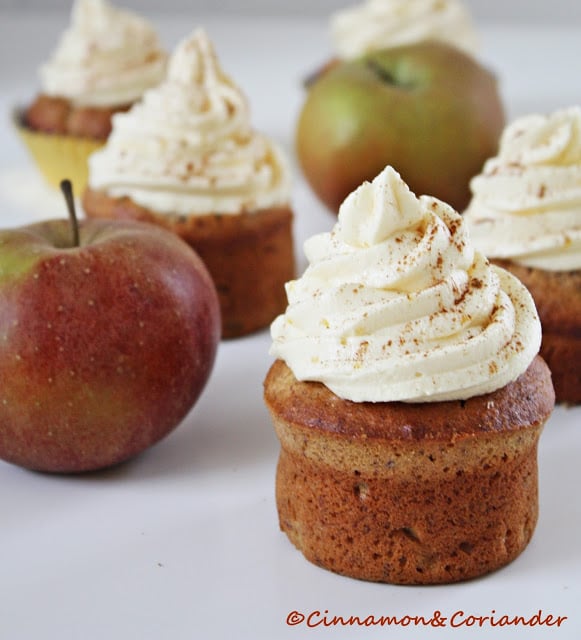 German Apple Strudel Cupcakes topped with German Buttercream 