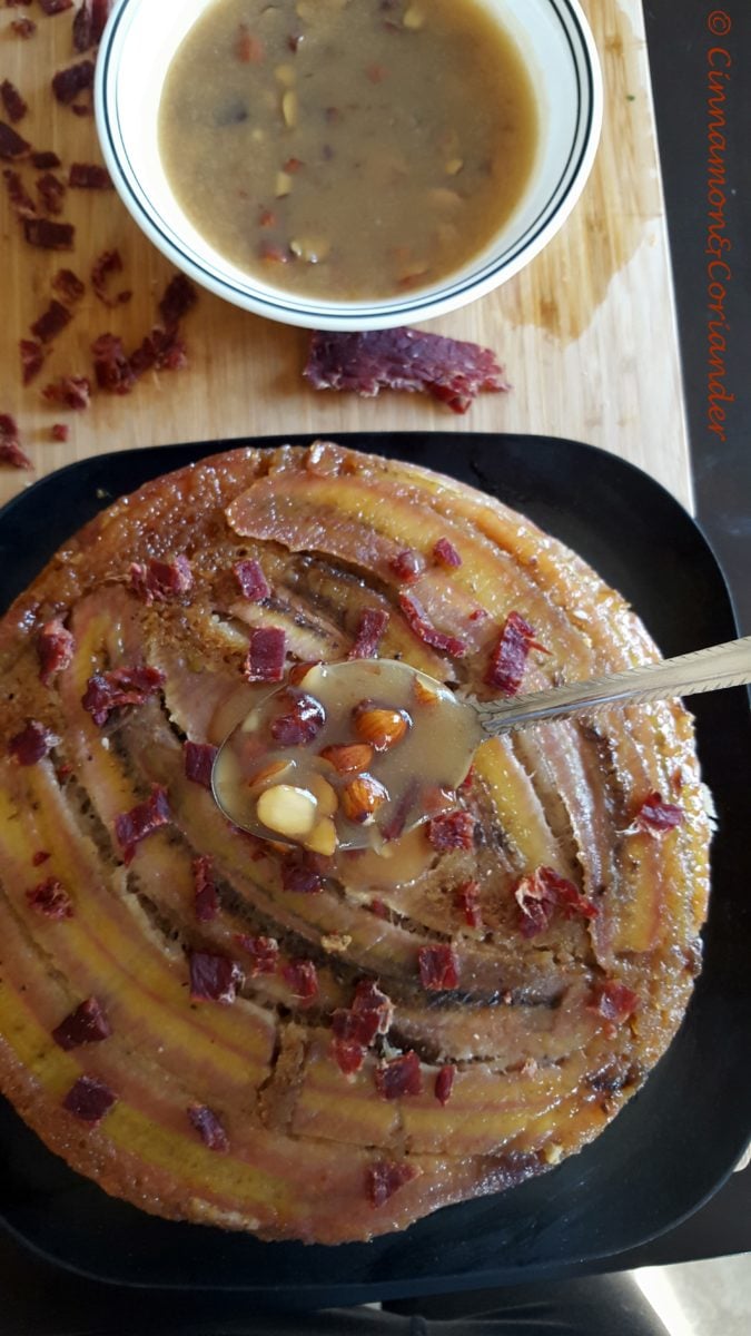 banana upside down cake maple bacon