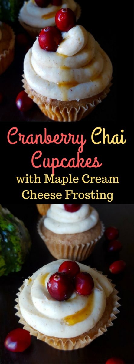 Cranberry & Chai Spice Cupcakes with the best Maple Cream Cheese Frosting