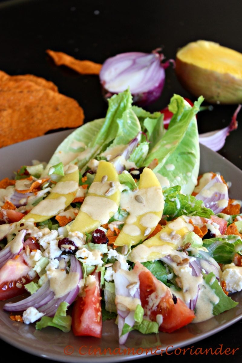 mango tortilla salad with mango dressing