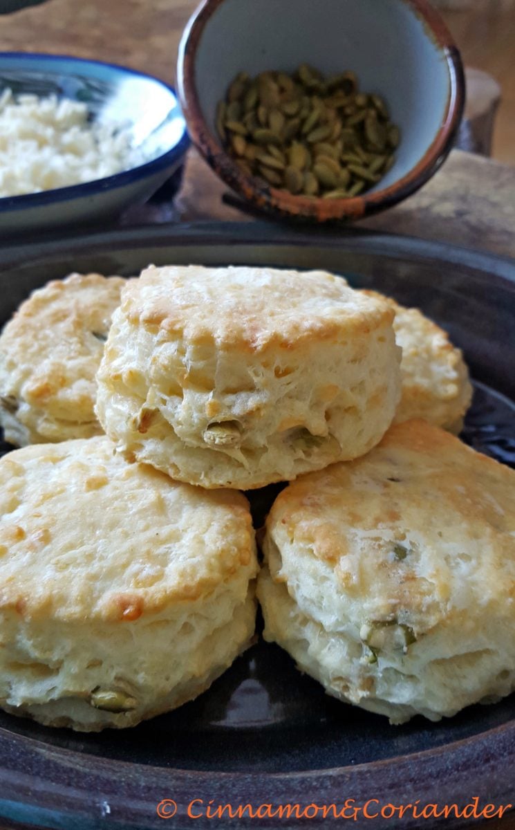 Perfect Flaky Buttermilk Biscuits with Cheddar and Pepitas