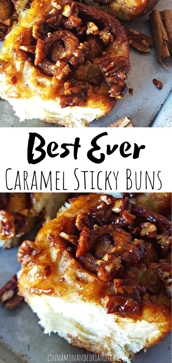 Homemade Caramel Sticky Buns | This is hands down the best sticky buns recipe ever! Mix up the easy brioche dough sometime on Saturday afternoon, let it rest overnight and by Sunday morning you'll have pillowy buns packed with cinnamon and brown sugar filling, coated in an ooey-gooey caramel pecan sauce. #brunch #breakfast
