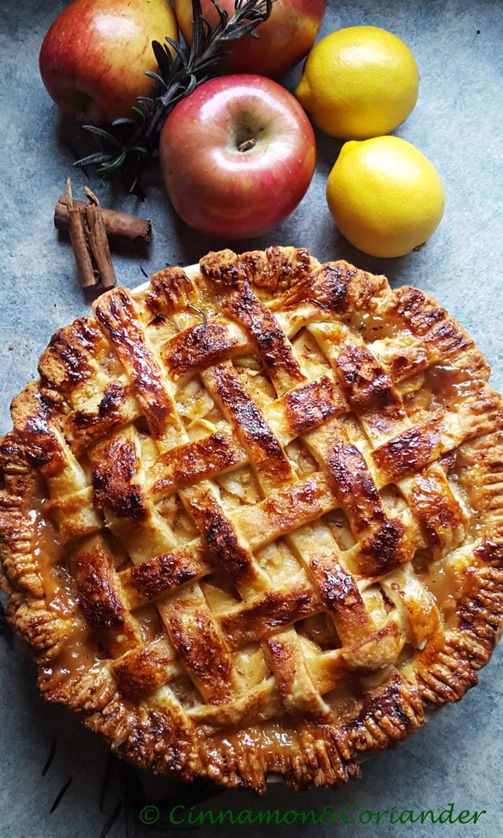 Salted Caramel Apple Pie with a perfect golden lattice topping 
