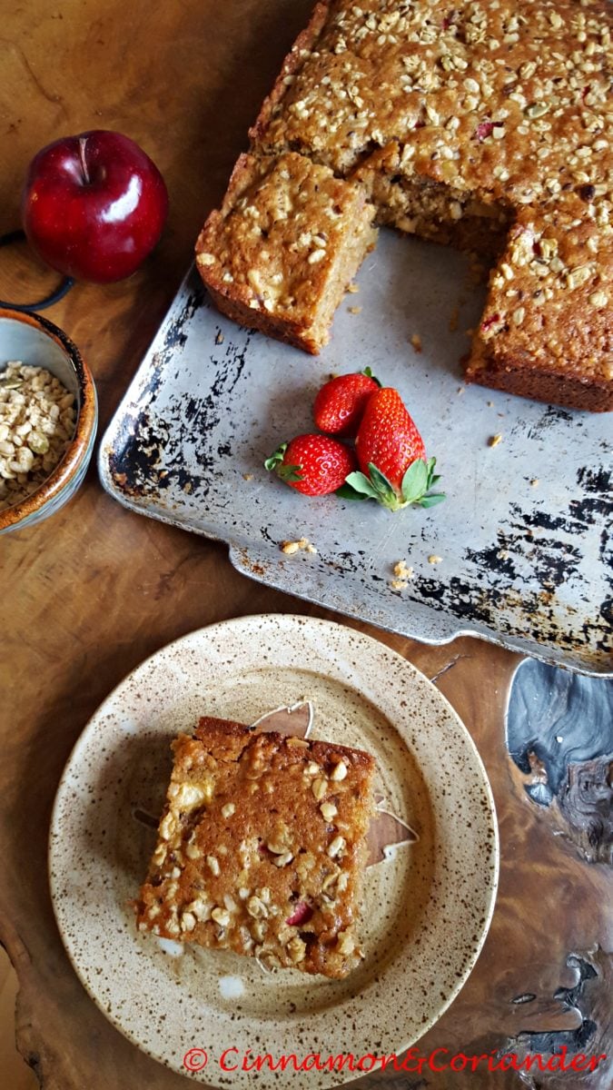 Strawberry, Apple & Granola Breakfast Cake