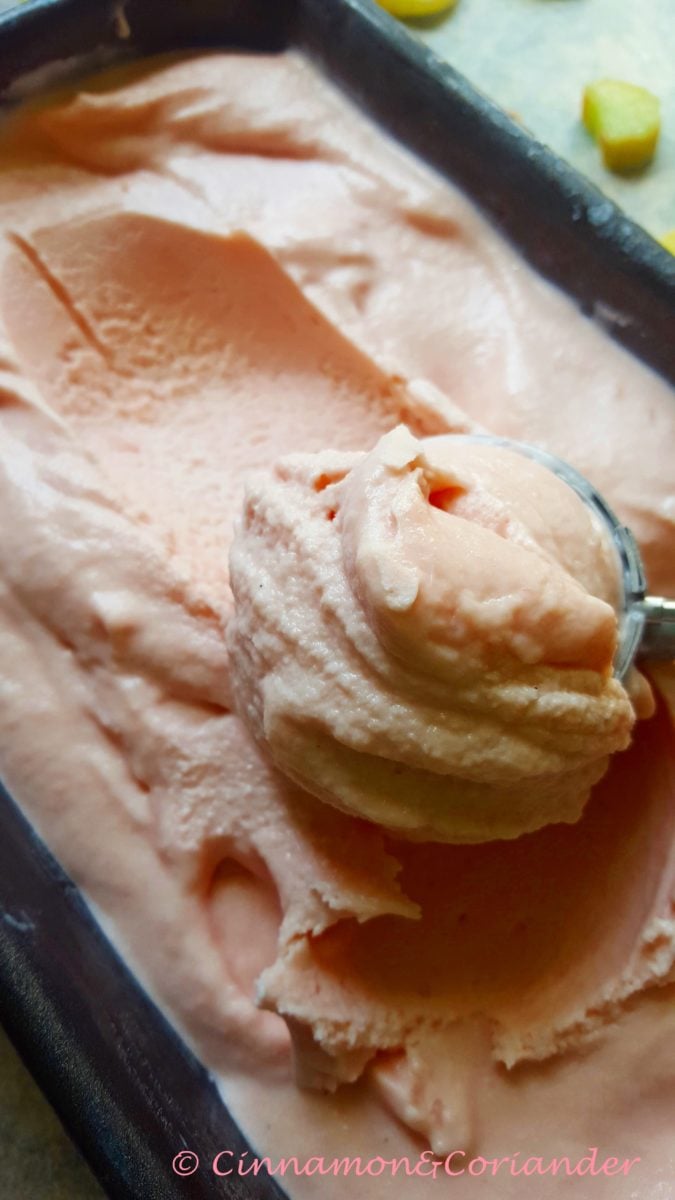 homemade rhubarb ice cream