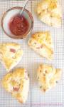 rhubarb scones with sour cream served with rhubarb jam