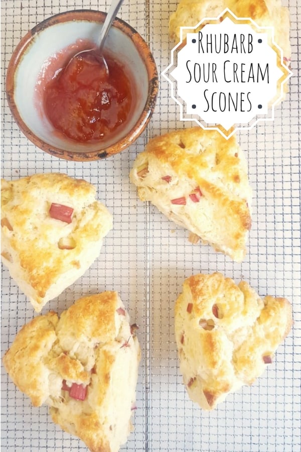 Rhubarb Scones with sour cream | These flaky and tender Rhubarb Scones with sour cream are the perfect sweet treat for Easter Brunch or Mother's Day | #scones, #rhubarb, #easy, #brunch, #breakfast, 