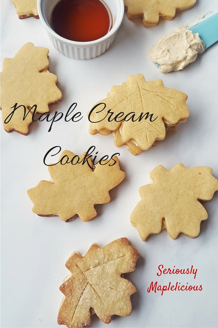 Homemade Maple Cream Cookies - A crisp Maple Shortbread Cookie filled with a creamy Maple Buttercream #cookies, #Canadaday, #maplesyrup, #sandwichcookies, #buttercream