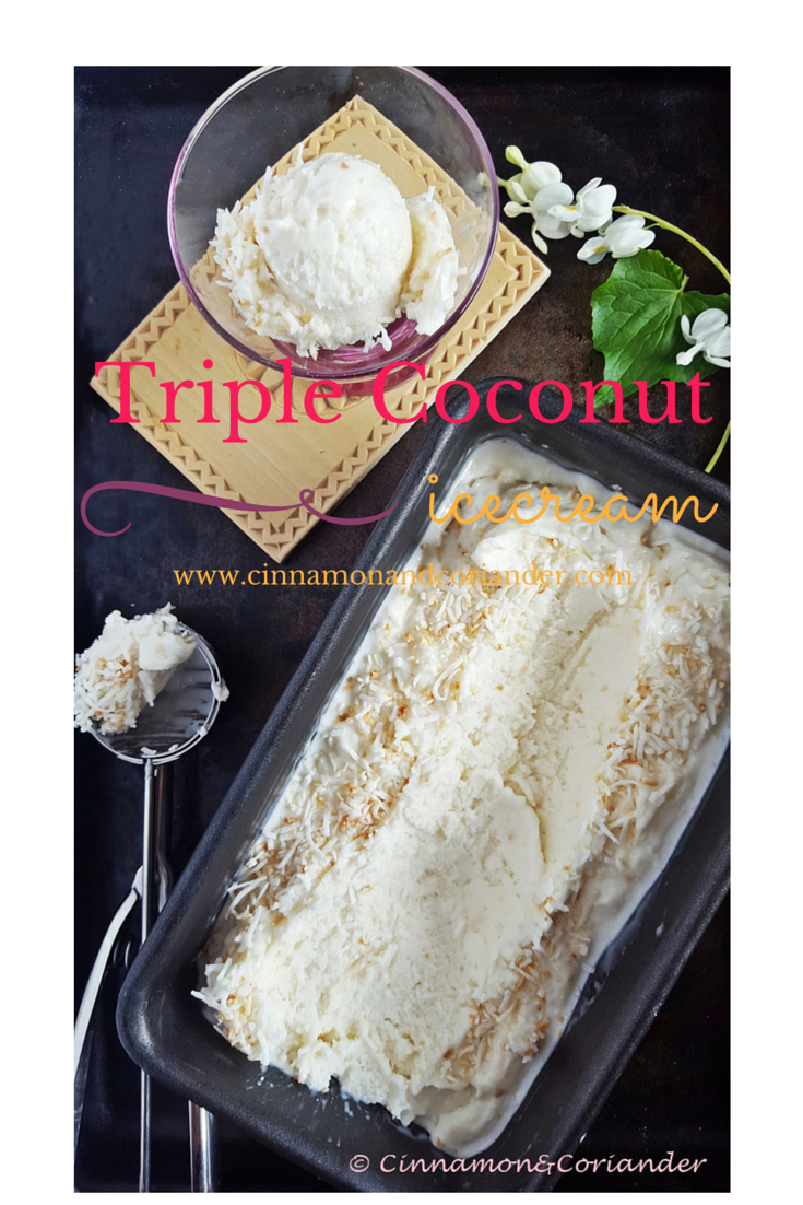 This Triple Coconut Ice Cream is the real deal and as coconutty as it gets. It has both coconut cream and coconut milk as a base and is speckled with toasted coconut flakes! A Coconut Lover’s Delight! 