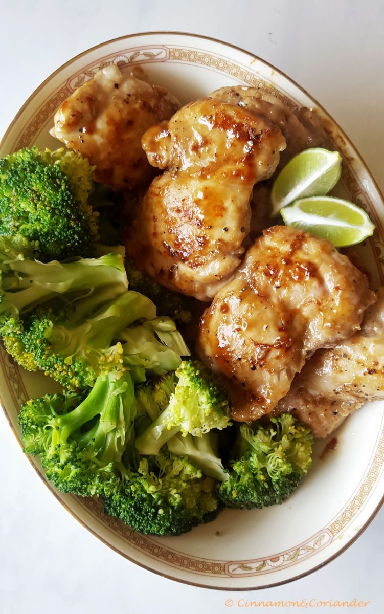 tender maple ginger and lime baked chicken thighs 