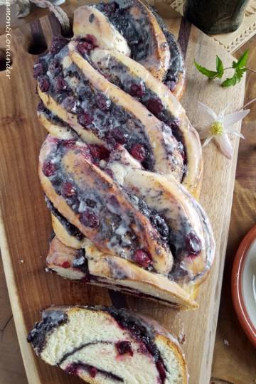 Poppy seed roll with sour cherry jam and rum glaze