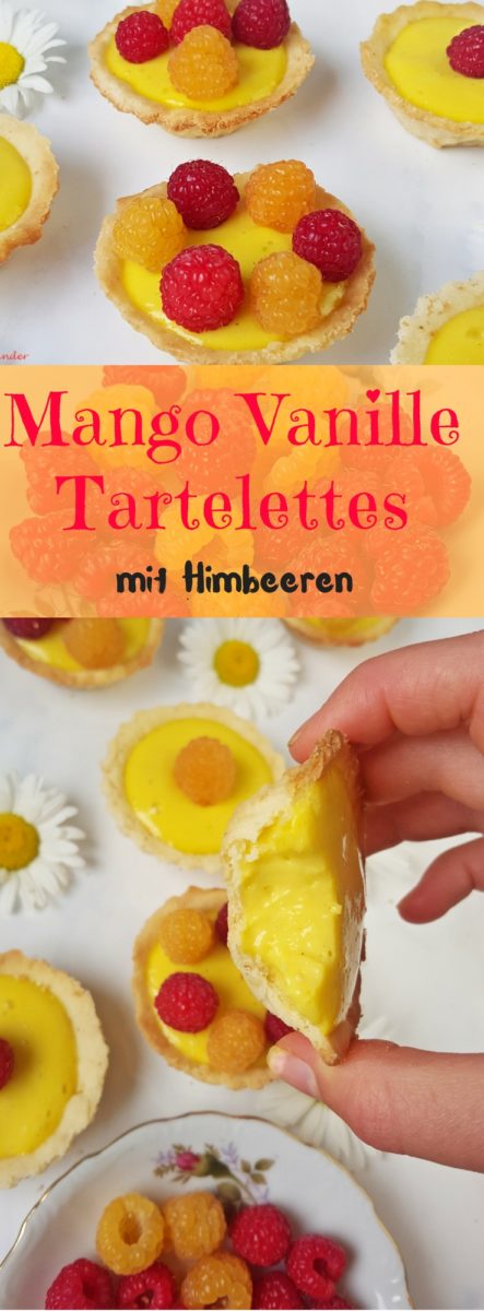 Mango Vanille Curd Tartelettes mit frischen Himbeeren