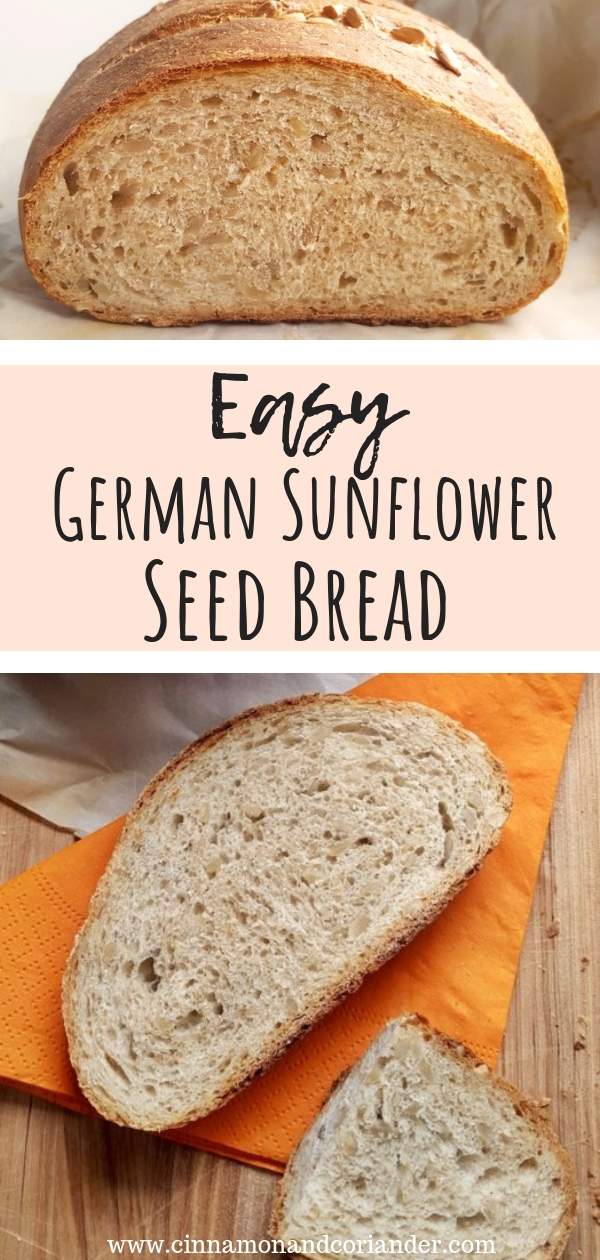 German Sunflower Seed Bread | This recipe for Whole Wheat Bread with sunflower seeds and whole wheat flour you're gonna LOVE! It's so healthy and really easy to make. Start mixing your ingredients now and have your freshly baked loaf in less than 3 hours! #germanrecipes, #breadrecipes