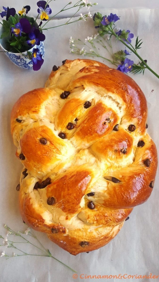 Coconut Brioche with Dark Chocolate Chips