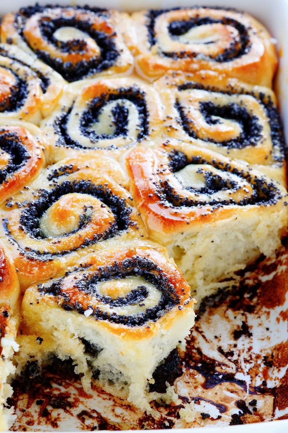 German poppy seed buns filled with plum butter 