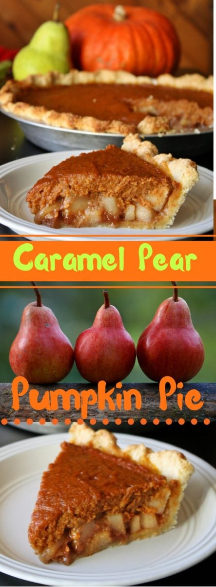 Caramel Pear Pumpkin Pie | This festive pie with a layer of caramelized pears is a fruity twist on the classic and honestly the best Pumpkin Pie I have ever had! The perfect pie recipe for Thanksgiving or any other festive gathering in fall and winter! Completely made from scratch #homemade, #pie, #pumpkin, #thanksgiving, #dessert, 
