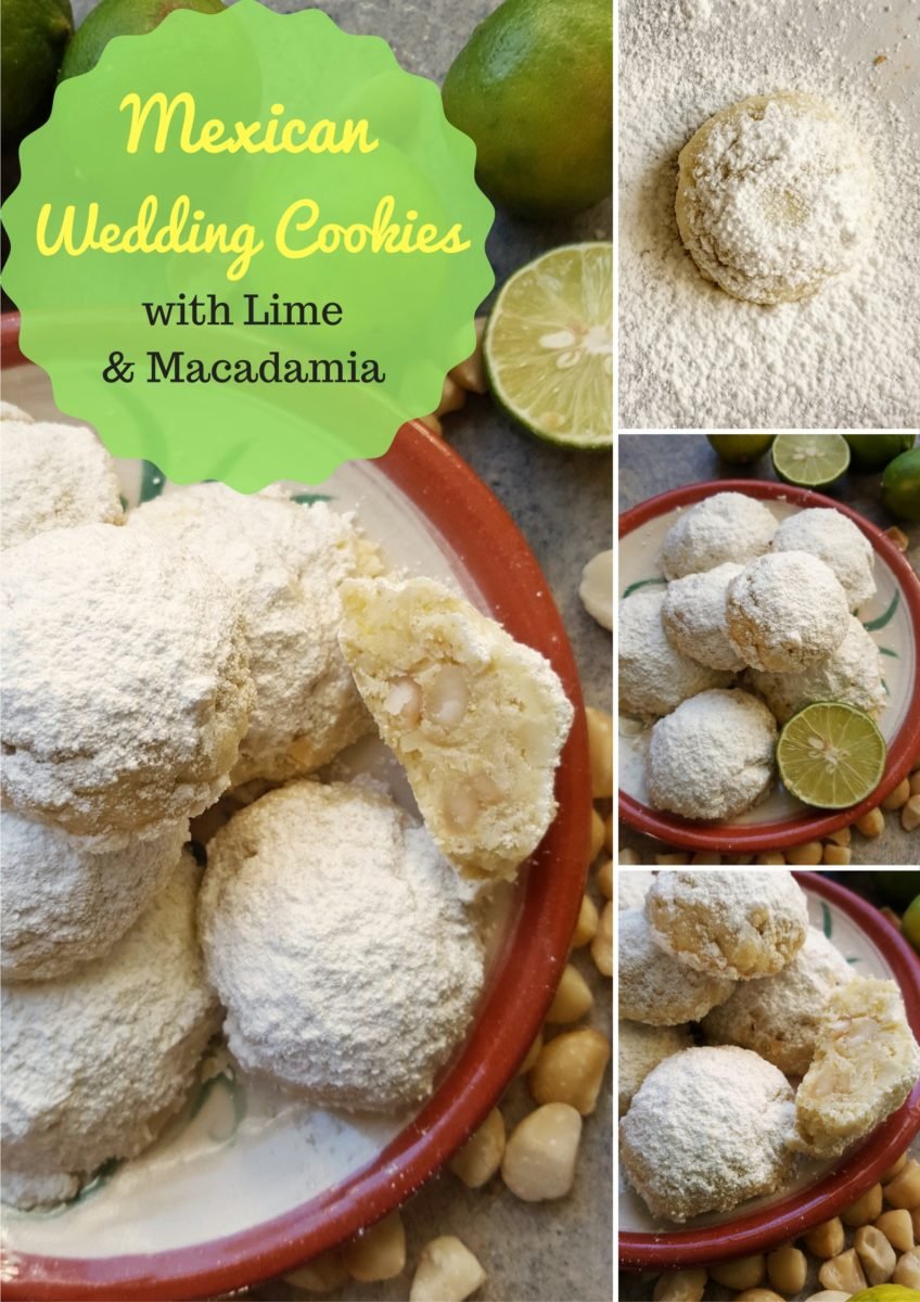 Mexican Wedding Cookies with Lime & Macadamia Nuts #weddingcookies, #christmascookies, #holidays, #polvorones,
