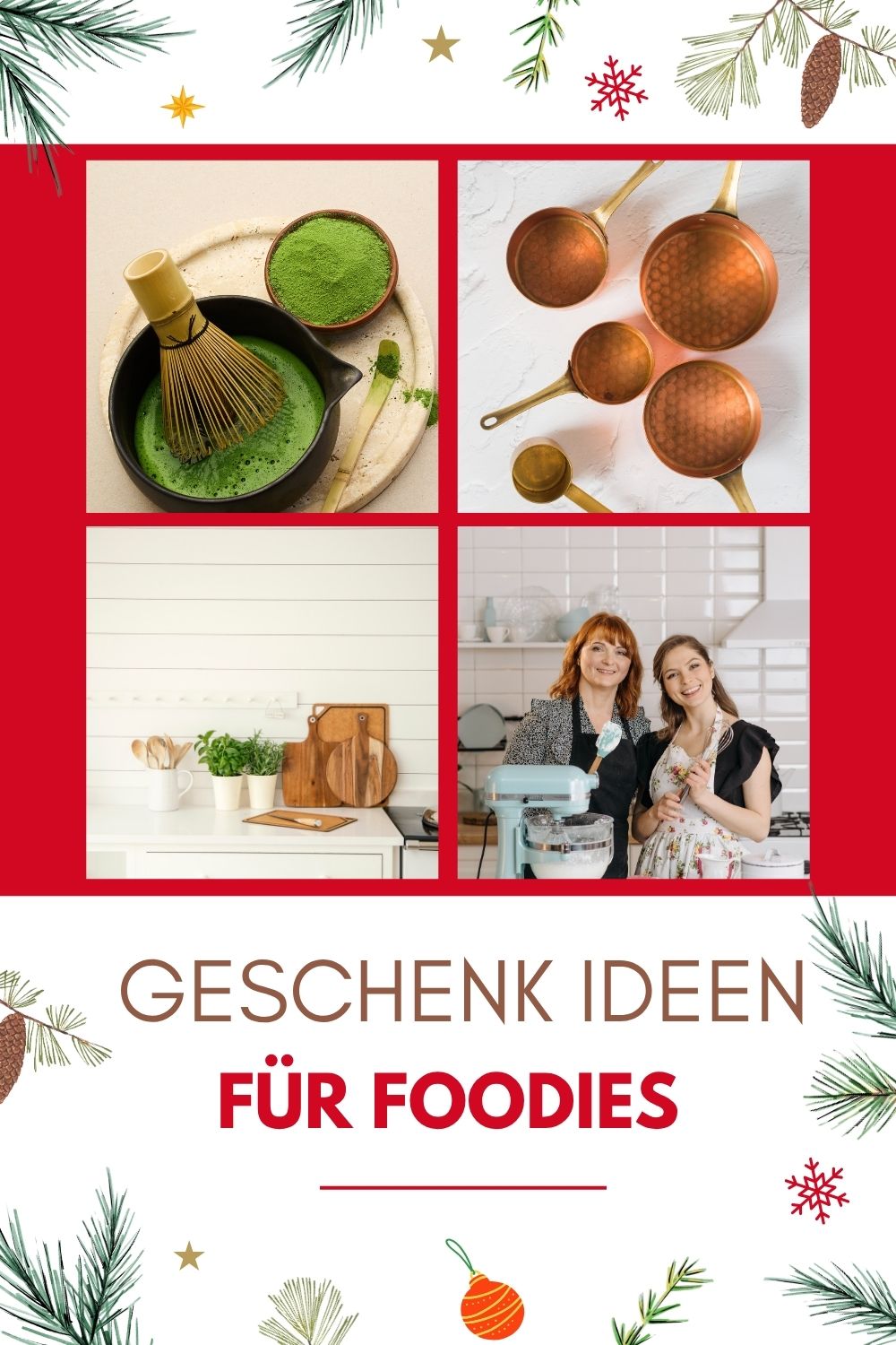eine sammlung an weihnachts geschenk ideen für feinschmecker und foodies in einer kollage