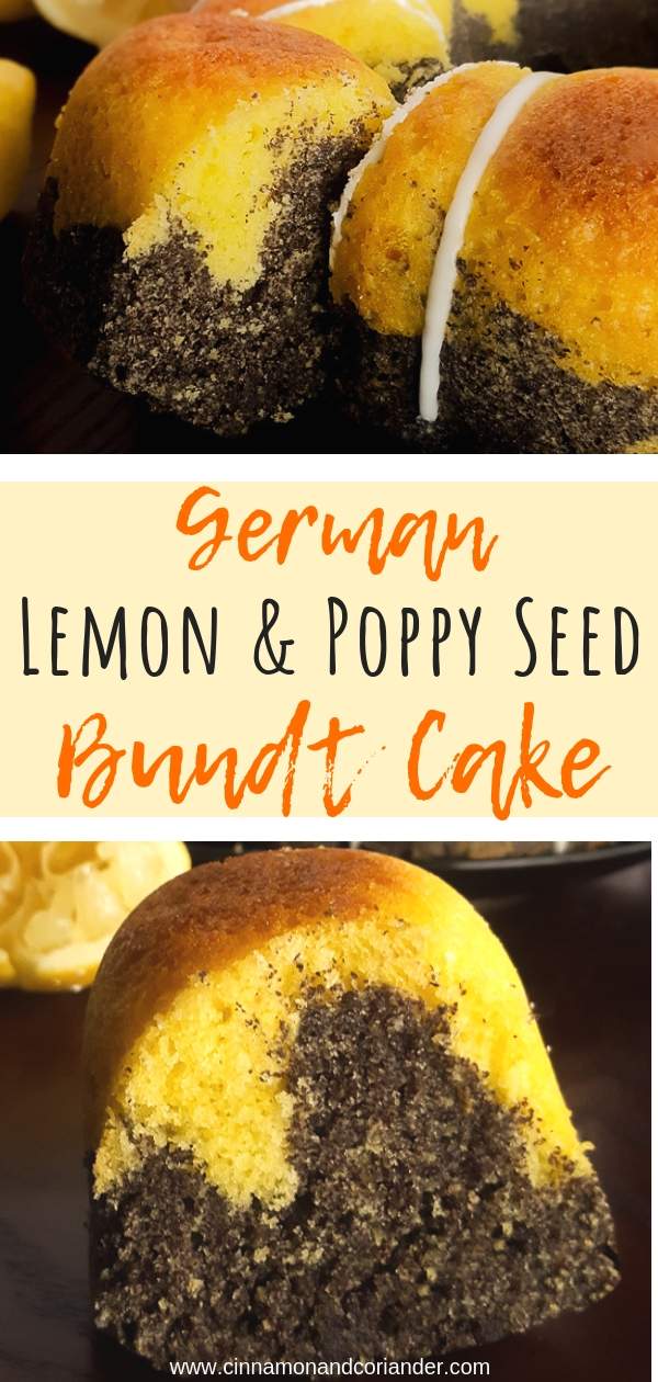 German Lemon Poppy Seed Cake | An easy recipe for a perfectly moist old-fashioned poppy seed bundt cake! A lemon drizzle and lemon glaze take this traditional German cake recipe to the next level #germanrecipes, #poppyseeds