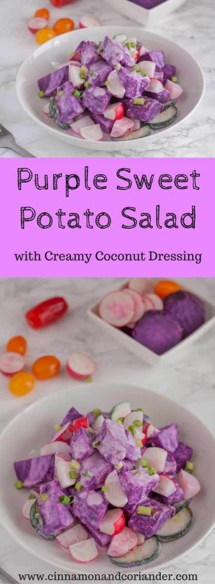 Vegan Purple Sweet Potato salad with Coconut Dressing