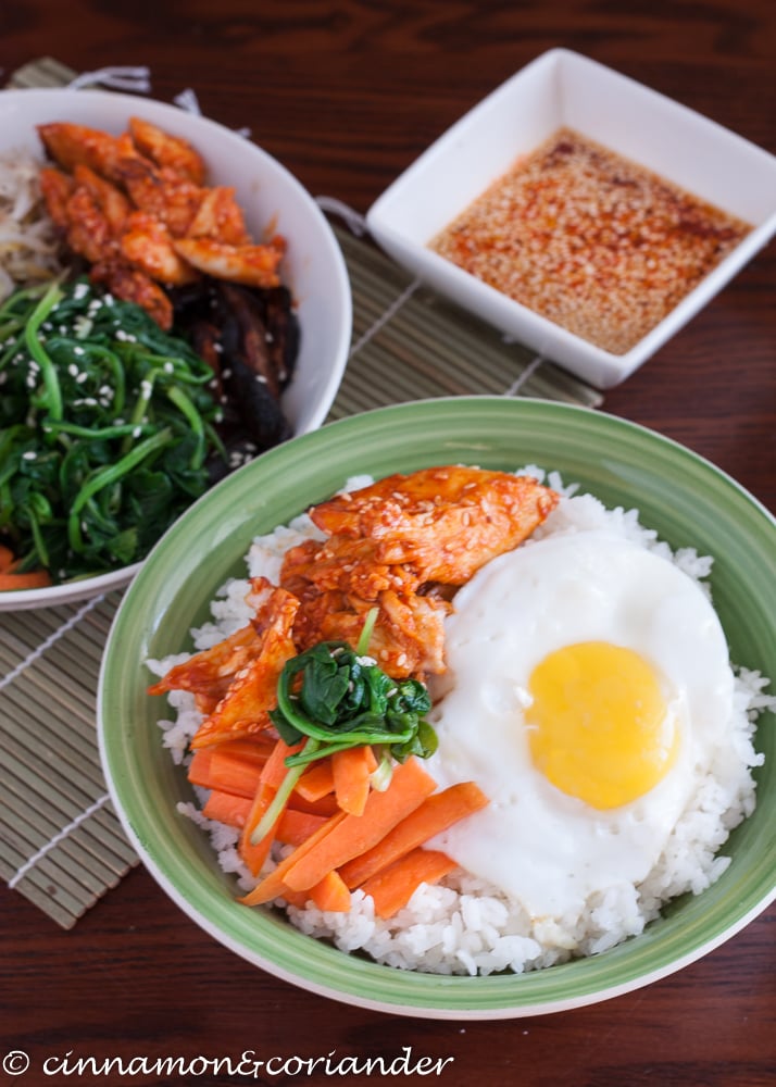 Easy healthy Korean Rice Bowl Recipe with Gochujang Sesame Chicken and Egg