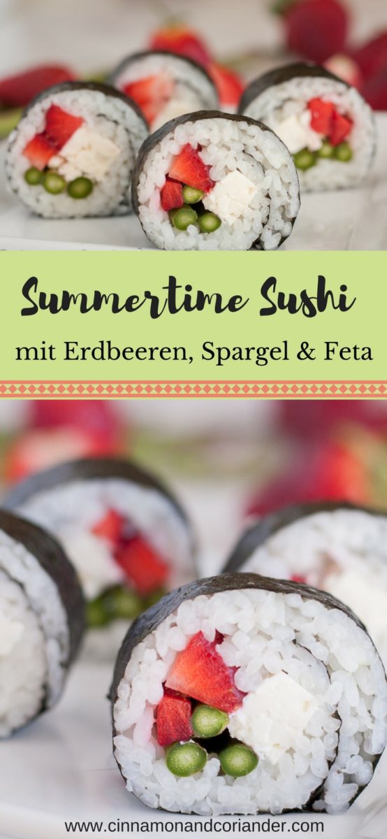 Vegetarisches Sushi mit Erdbeeren Spargel und Feta #gesunderezepte #vegetarischerezepte