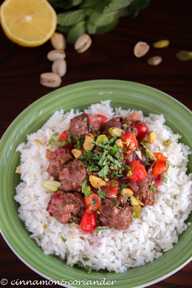 Lamb Koftas with Sour Cherry Sauce and Pistachios | Paleo & Glutenfree Recipe