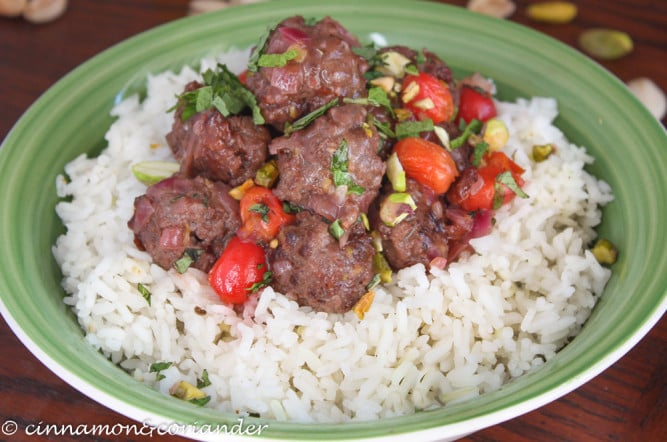 Lamb Koftas with Sour Cherry Sauce and Pistachios | Paleo and Gluten Free