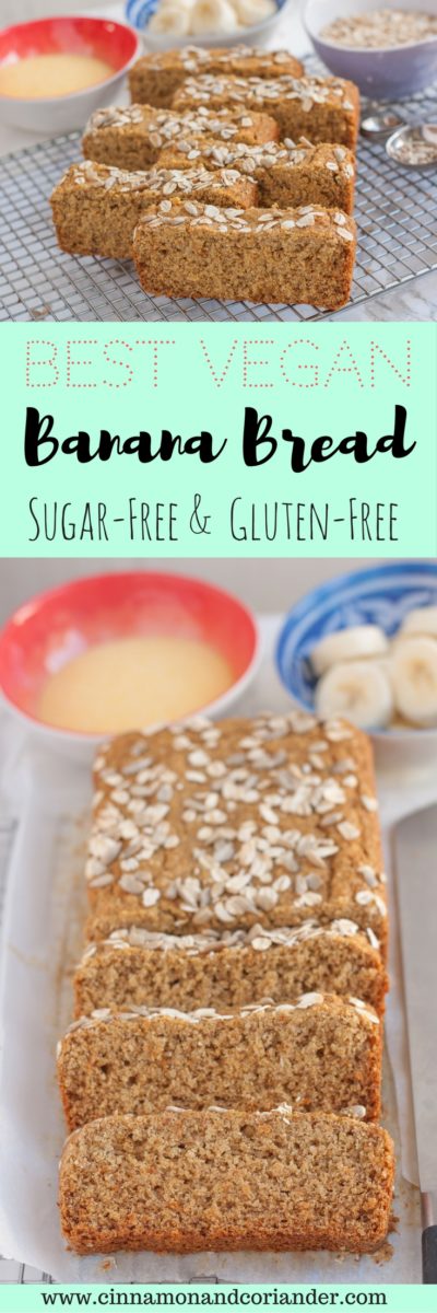 BEST Healthy Vegan Banana Bread | This gorgeous loaf is made with cornmeal and oat flour - moist and fluffy but sugar free and gluten-free! This is the best banana bread recipe EVER perfect for clean eating #bananabread, #glutenfreerecipes