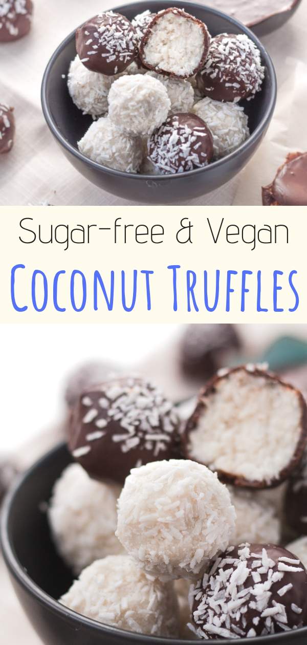 Easy Coconut Truffles - a sugar-free and vegan no-bake sweet holiday treat that is both delicious and healthy #sugarfree, #vegan