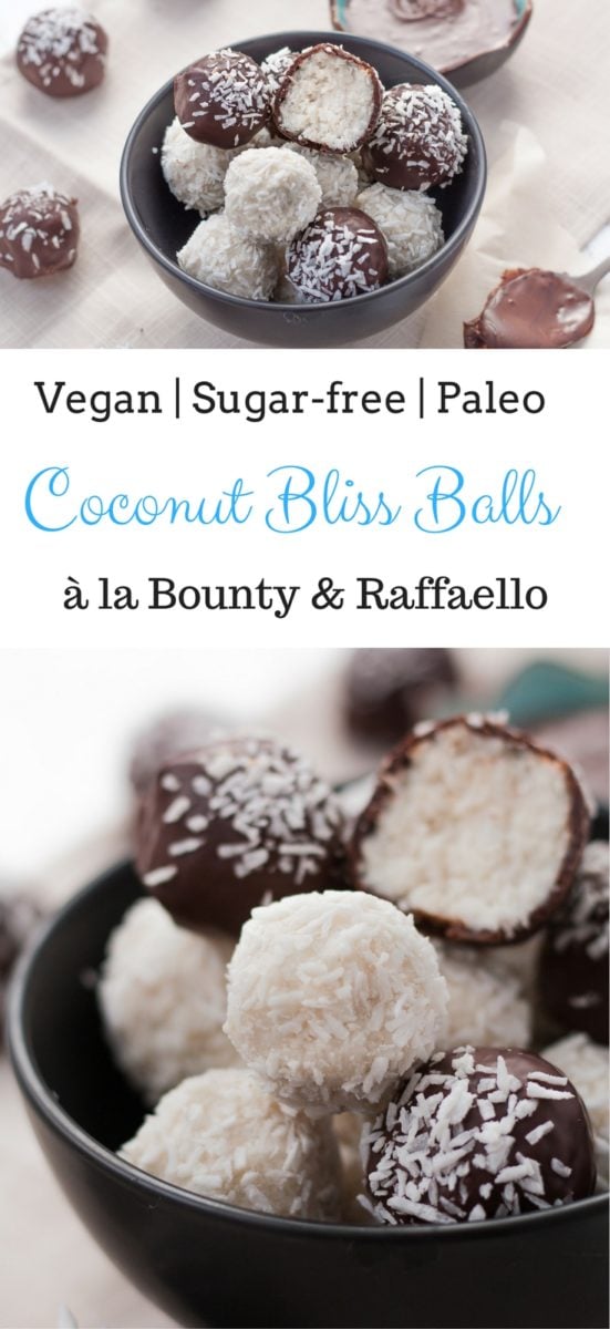 Vegan Coconut Bliss Balls a la Bounty and Raffaello - sugar free, paleo and gluten-free