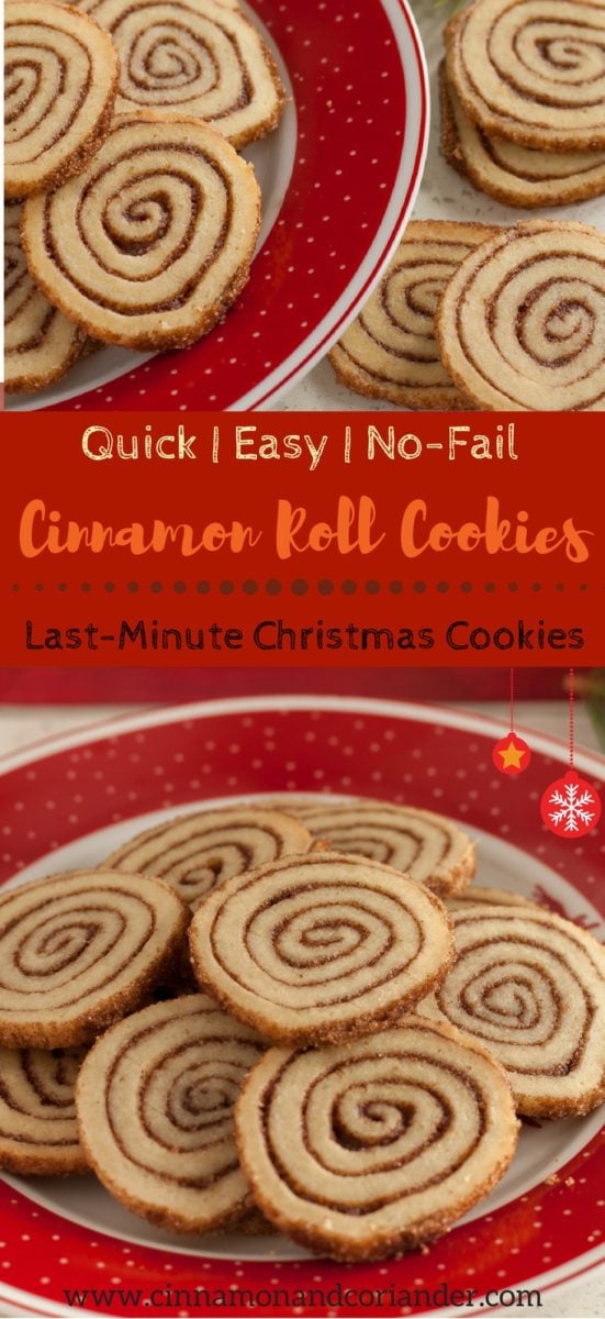 Cinnamon Roll Cookies - an easy Christmas Cookie recipe great for baking with kids! These festive cookies taste just like cinnamon buns but are way quicker to make #Christmascookies, #holidaybaking, #Christmasbaking, #cookierecipes