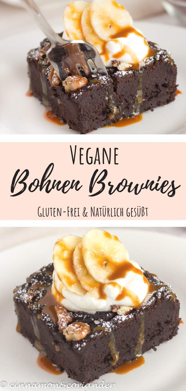 Vegane Brownies mit schwarzen Bohnen | mega schokoladig, schnell und einfach gemacht und ohne Zucker ganz natürlich gesüßt mit Banane | Diese gesunden saftigen Schokoladen Brownies sind kalorienarm und glutenfrei #glutenfrei, #zuckerfrei,