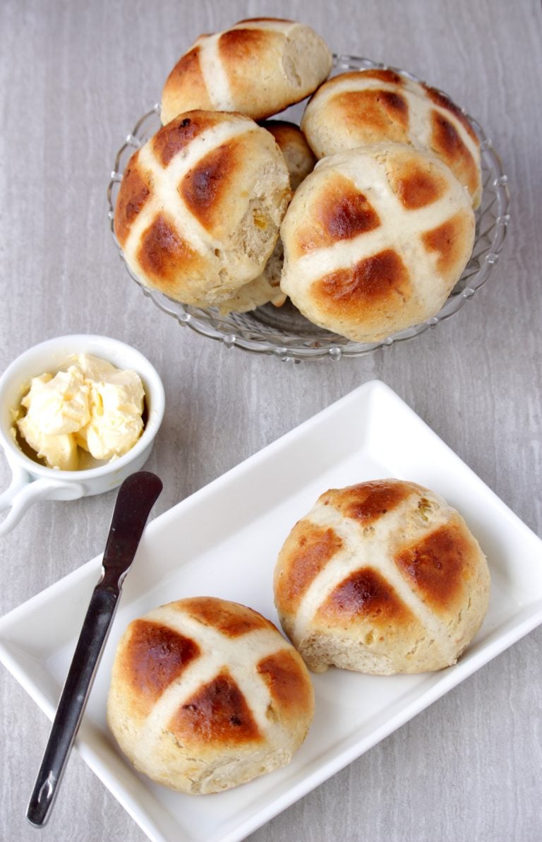 Hot Cross Buns served with butter 