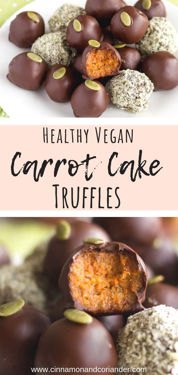 Healthy Vegan Carrot Cake Truffles - an easy no-bake cake truffle recipe that is gluten-free, sugar-free, paleo and SO GOOD! The perfect healthy Easter treat recipe #vegan, #carrotcake