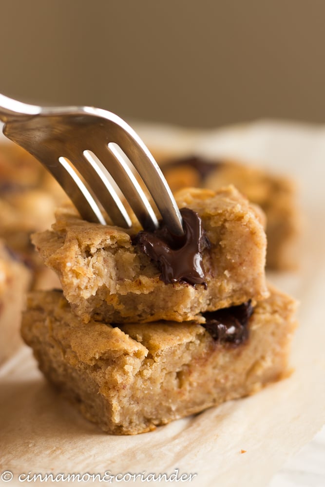 Vegan White Bean Blondies with Peanut Butter and Chocolate